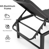 Lounge Chair Outdoor Set of 4, Foldable & Assembly Free Aluminum Chaise Lounge Chair with 5-Position Recliner - Photo 5
