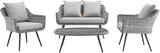 Modway EEI-3177-GRY-GRY-SET Endeavor 4 Piece Outdoor Patio Wicker Rattan Sectional Sofa Set, Gray - Photo 7