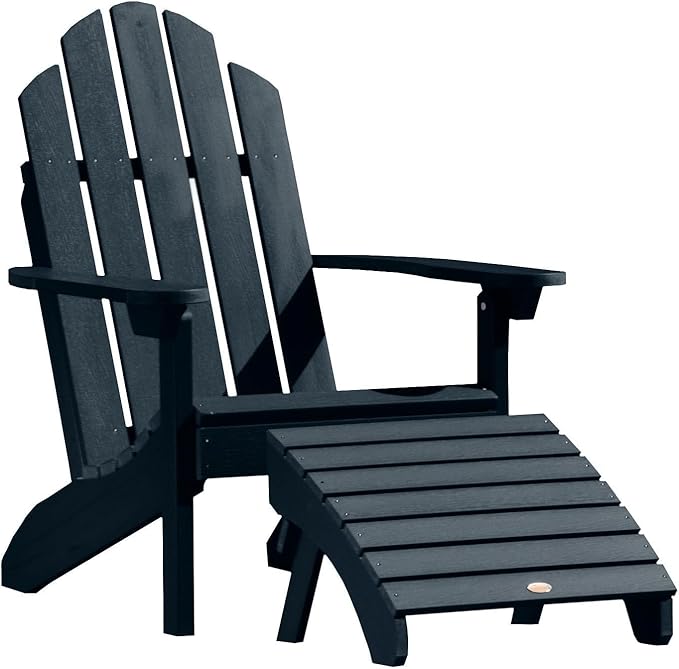 Highwood AD-KITCLAS3-FBE Classic Westport Adirondack Chair with Ottoman, Federal Blue