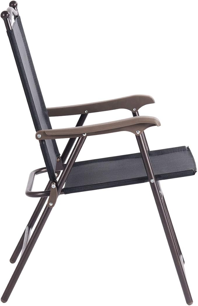 Giantex Set of 2 Patio Folding Chairs, Outdoor Patio Dining Chairs w/Armrest, Sling Back, Metal Frame - Photo 7