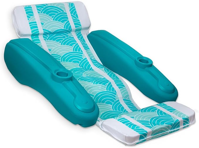 XtremepowerUS Water Pool Padded Floating Chaise Lounger Large for Adults with Headrest, Backrest, Footrest & Cupholder