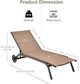 COSTWAY Chaise Lounge Chair Outdoor with Wheels, 6-Position Adjustable Tanning Chair with Stable Aluminum Frame - Photo 3