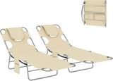 Outsunny Chaise Lounge Chair Outdoor Set of 2 with Face Arm Hole - Photo 1