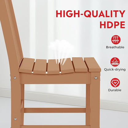 Costaelm Armless Outdoor Chair, Patio Adirondack Chair, HDPE Poly Lumber Waterproof Restaurant Bistro Kitchen Dining Chair for Outside Porch Backyard Garden, Teak