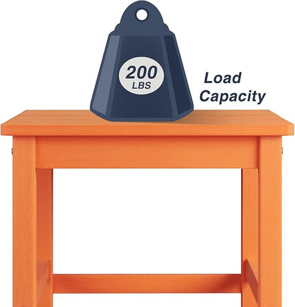 Psilvam Oversized Outdoor Side Table, 19.68" Poly Lumber Adirondack Side Table, Weather Resistant Patio Side Table for Poolside, Garden and Front Porch (Orange)