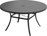 VICLLAX 50" Outdoor Round Patio Table with Umbrella Hole, All Weather Metal Round Outdoor Dining Table for Lawn Garden - Photo 1