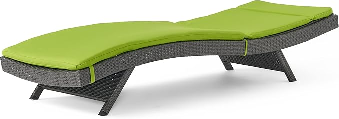Christopher Knight Home Salem Outdoor Wicker Adjustable Chaise Lounges with Cushions, 2-Pcs Set, Multibrown / Bright Green