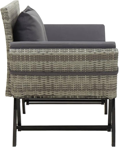 Industrial Style ,Patio Bench,Outdoor Bench,Garden Bench,Park Bench,Front Porch Chair,for parks,Patio,Garden,Front Porch ,Lawn,Balcony,Backyard,Poolside,Terrace,with Cushions 69.3" Gray Poly Rattan