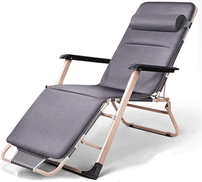 Recliner Lounge Chair, Patio Reclining Chair with Cushion, Outdoor Folding Recliner with Pillows | Cup Holder - Photo 1