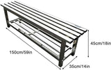 Outdoor Bench 304 Stainless Steel Metal, Garden Bench with Storage Shelf for 2-3 Person Seat 1102Ib High Capacity - Photo 2