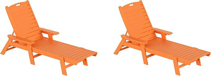WestinTrends Malibu Poly Reclining Chaise Lounge (Set of 2) Orange
