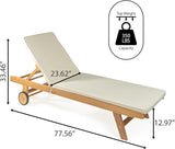JONATHAN Y LNG1000E Mallorca 77.56"x23.62" Modern Classic Adjustable Acacia Wood Chaise Outdoor Lounge Chair with - Photo 3