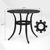 Cast Aluminum Round Table with 2 inch Umbrella Hole, Outdoor Patio End Side Table - Photo 3