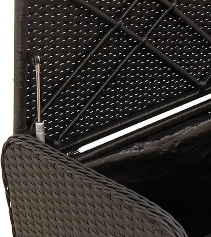 vidaXL Outdoor Garden Storage Bench with Cushion - Weather- Black Poly Rattan, Padded Seat, UV Protection, Easy Maintenance, 31.5"x20.1"x20.5"