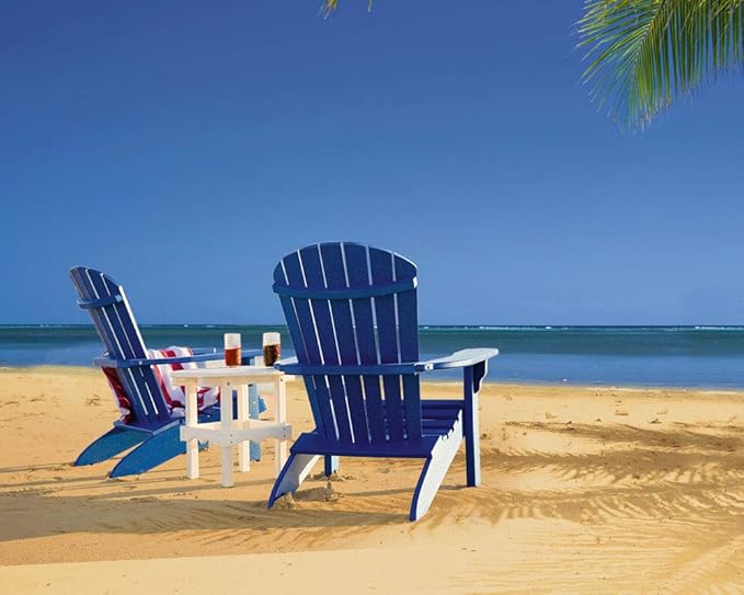 Leisure Lawns Poly Plastic Fanback Adirondack Chair, Outdoor Patio Chair - Amish Made in USA (Patriot Blue)