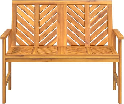 Garden Bench Wood 109 cm Wooden Bench Garden Weatherproof Outdoor Bench Balcony Bench Wood Park Bench Balcony Furniture Wood Solid Wood Acacia