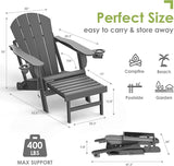GREENVINES Adirondack-Chairs-with-Ottoman | Set of 4 | Folding | Retractable-Footrest | HDPE Plastic - Photo 2