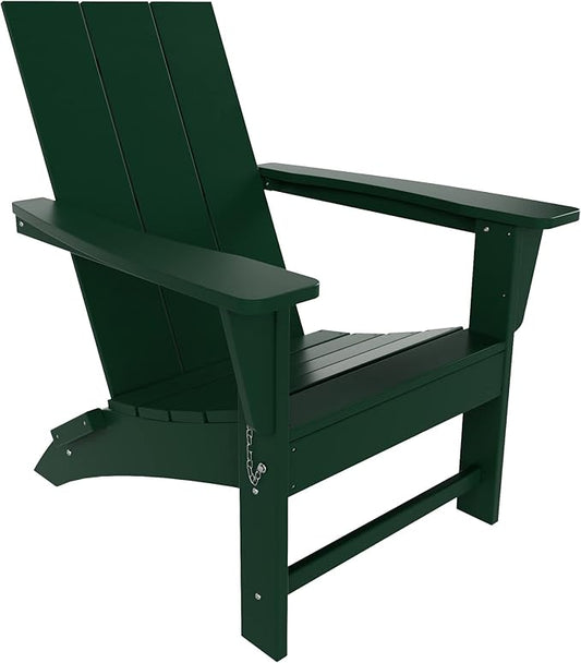 WO Home Furniture HDPE Adirondack Chair Folding Poly Lumber All Weather UV/Fade Resistant Heavy Duty for Patio, Backyard, Balcony, Garden, Lawn (Dark Green)…