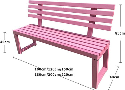Outdoor Bench for Patio Metal Garden Bench with Armrests Weatherproof Durable Powder Coated Steel Frame Garden or Walking Path Seat for Porch Yard Lawn Deck Lawn Poolsides Park (Color : Yellow, Size
