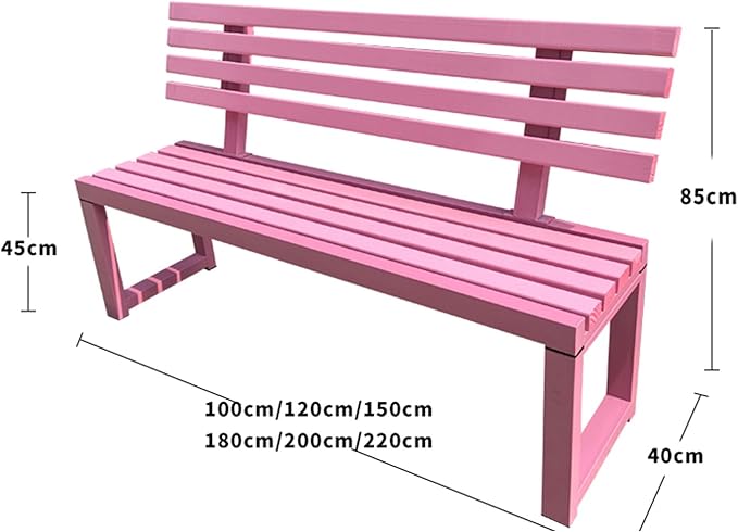 Outdoor Bench for Patio Metal Garden Bench with Armrests Weatherproof Durable Powder Coated Steel Frame Garden or Walking Path Seat for Porch Yard Lawn Deck Lawn Poolsides Park (Color : Yellow, Size
