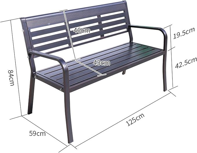 Garden Benches for Outdoors Rust Proof with Rounded Armrests Aluminum Alloy Outside Bench with 105° Wide Backrest Strong Load-Bearing Capacity for Porch, Deck, Park, Yard(Gray)