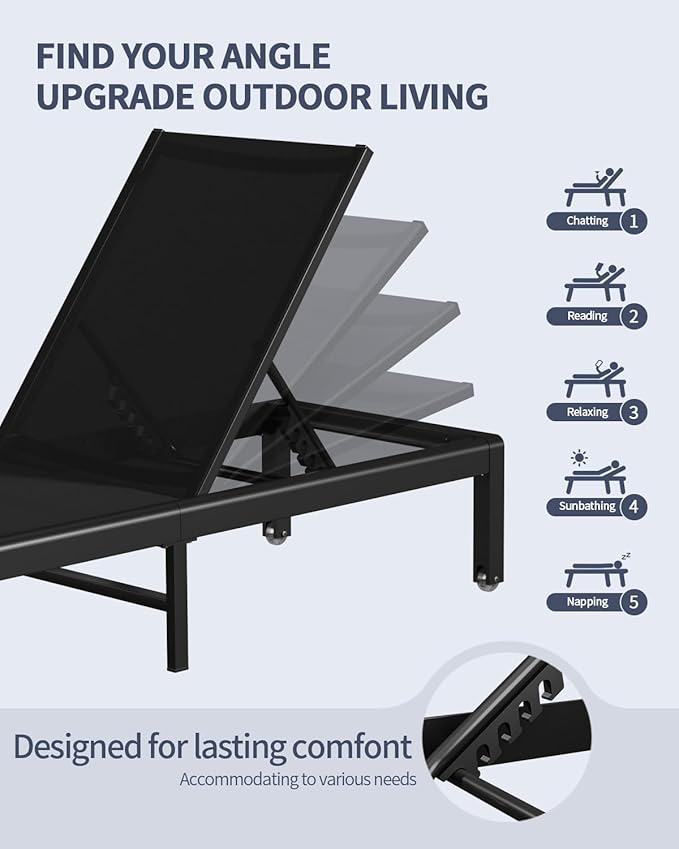 Aluminum Lounge Chairs Outdoor Chaise Furniture - Photo 6