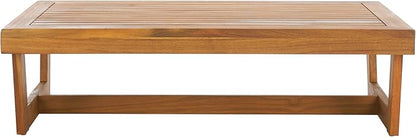 SAFAVIEH Outdoor Patio Furniture Collection Lynn Natural Brown Slatted Top Solid Wood Coffee Table (PAT7330A)