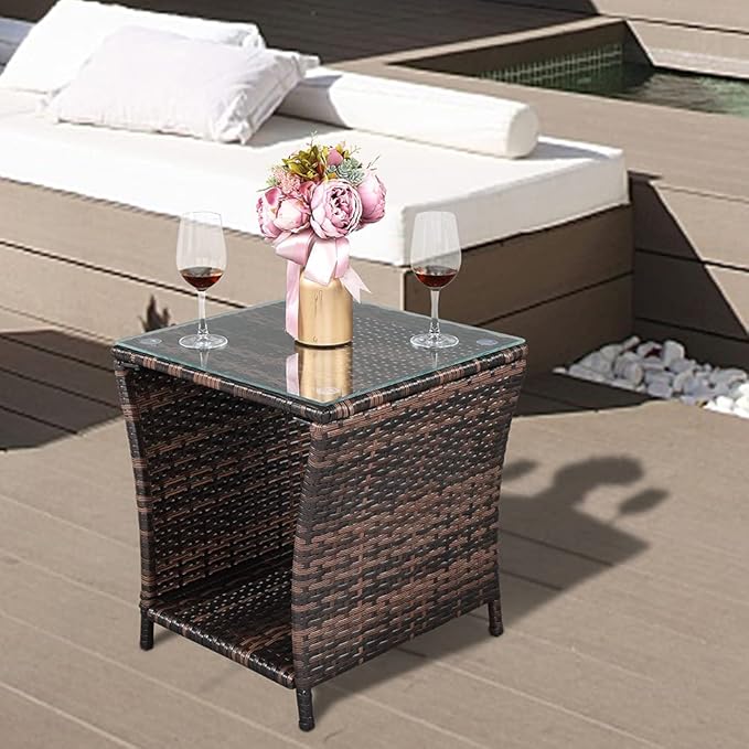 HomVent Patio Wicker Rattan Side Table - Photo 5