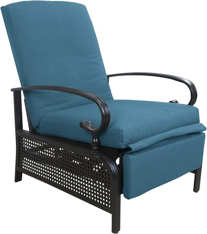 Kozyard Adjustable Outdoor Reclining Lounge Chair, Cushioned Patio Chaise Lounge with Extendable Metal Frame for Sunbathing, Reading & Relaxing – Comfortable Outdoor Recliner(Aqua)