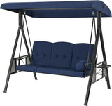 AECOJOY Outdoor Porch Swing, 3-Seat Porch Swing with Adjustable Canopy - Photo 4