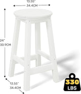 Costaelm 24" Height Outdoor Bar Stools, All-Weather Bar Stools, Adirondack Poly Patio Round Bar Stool for Patio, Deck - Photo 3