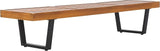 SAFAVIEH Outdoor Patio Furniture Collection – Heather Natural Brown Solid Wood Patio Bench with Black Steel Legs - Photo 4