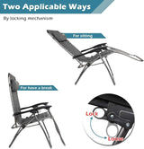 VINGLI Upgraded Zero Gravity Chair Set of 2 Lounge Outdoor Chairs with Trays and Pillows - Photo 6