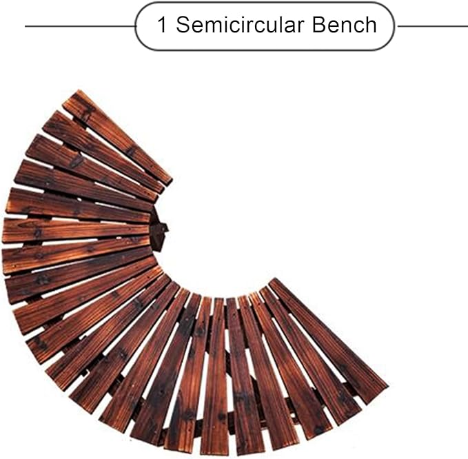 Wooden Garden Curved Bench, Half Round Outdoor Tree Bench, Wrap Around Park Backless Bench Outdoor Furniture, Garden Stool Patios Lawn Tree Chair Solid Wood Slatted Seat (1/2 Round)