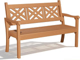 Psilvam 54''W All-Weather Poly Lumber Outdoor Bench, 3-Person Garden Bench with Decorative Backrest & Curved Armrests - Photo 1