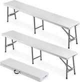 JungleA Folding Bench 6 FT 2 Pack 660lbs Plastic Portable Bench with Handle, Non-Slip Mat & Waterproof - Photo 1
