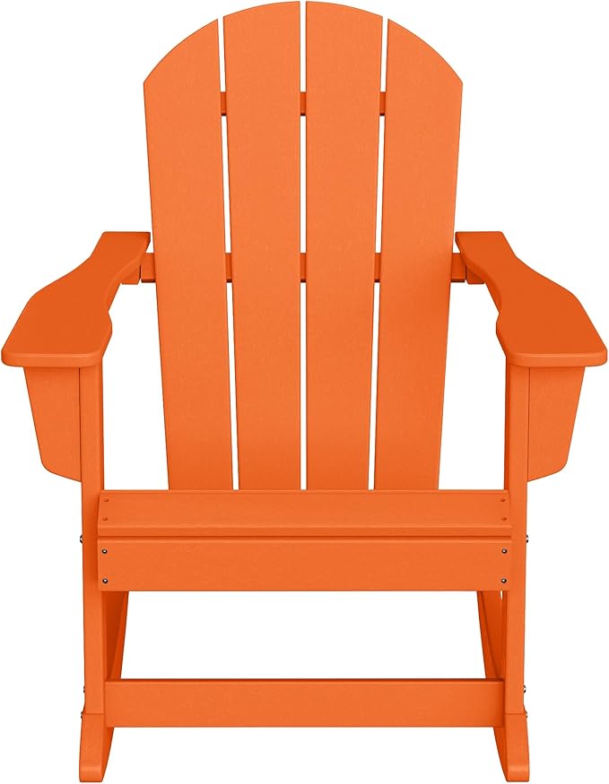 WestinTrends Malibu Outdoor/Patio Poly Adirondack Rocking Chair, Orange