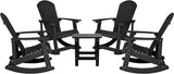 Flash Furniture Set of 4 Savannah Adirondack Rocking Chairs - Commercial Grade All-Weather Black Poly Resin Wood - Photo 1