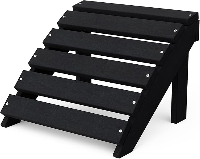Wildridge Classic Footrest, Black - Outdoor Weather Resistant HDPE Ottoman for Adirondack Chair