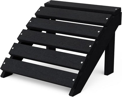 Wildridge Classic Footrest, Black - Outdoor Weather Resistant HDPE Ottoman for Adirondack Chair