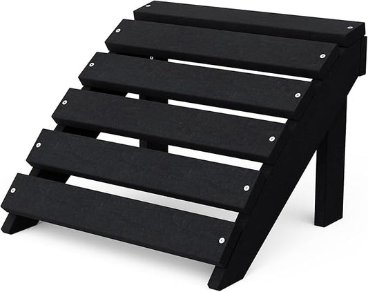 Wildridge Classic Footrest, Black - Outdoor Weather Resistant HDPE Ottoman for Adirondack Chair