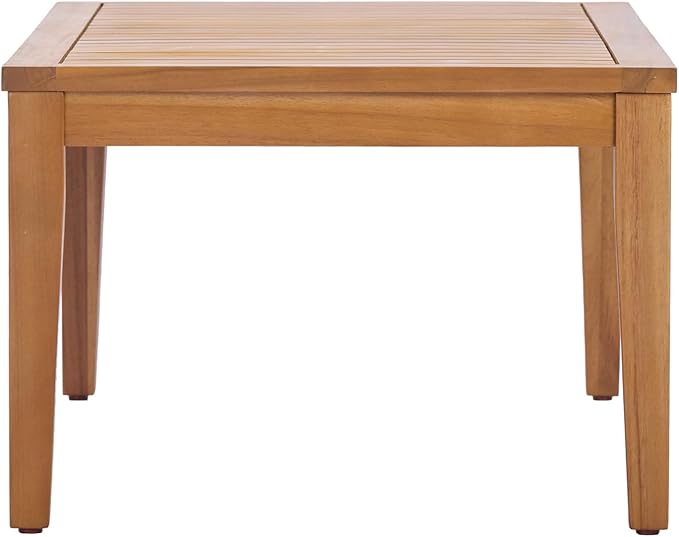 Merax 47.24" Outdoor Patio Coffee Table, Solid Acacia Wood Slatted Design with Teak Finish, Natural Minimalist Garden Side Table