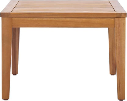 Merax 47.24" Outdoor Patio Coffee Table, Solid Acacia Wood Slatted Design with Teak Finish, Natural Minimalist Garden Side Table