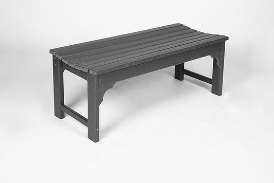 Backless HDPE Adirondack Bench with Wood Texture, Poly Lumber Seat for Patio, Backyard, Balcony, All Weather Resistant with UV Protection (Gray)