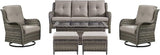Rilyson Wicker Patio Furniture Set - 6 Piece Rattan Outdoor Sectional Conversation Sets with 2 Swivel Rocking Chairs - Photo 1