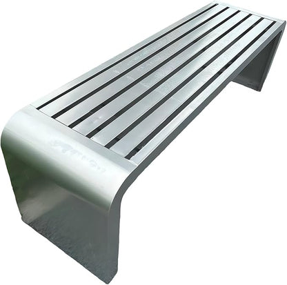 Garden Bench Backless, Patio Benches for Outdoors 100/120/150/180 Cm Outside Bench Seat Iron Steel Frame, Weatherproof Park Benches for Entryway Lawn Yard Balcony Decor(Silver,150 cm/59 in)