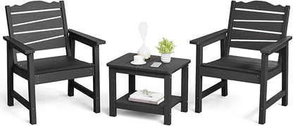 18" Outdoor Side Table, 2-Tier Patio Side Table, Weather Resistant, Easy Assembled, HIPS Adirondack Side Table for Backyard, Pool, Indoor