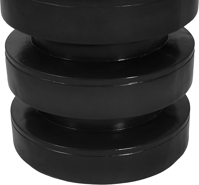Christopher Knight Home Jeru Lightweight Concrete Round Coffee Table, Indoor and Outdoor Side Table for Living Room, MGO Small Side Table, 3-Tier Design, No Assembly Needed, Black
