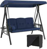 AECOJOY Outdoor Porch Swing with Cover, 3-Seat Patio Swings with Adjustable Canopy - Photo 1