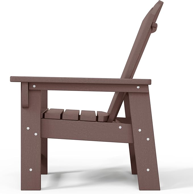 WestinTrends Malibu Kids Outdoor Adirondack Plastic Patio Chair (Set of 2), Dark Brown